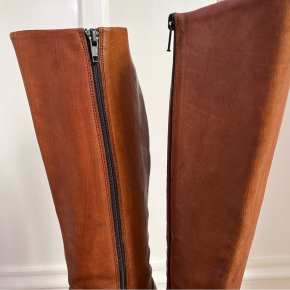 REAL ITALIAN LEATHER Boho 70’s Inspired Knee High Boot VERO CUOIO - Picture 7 of 9